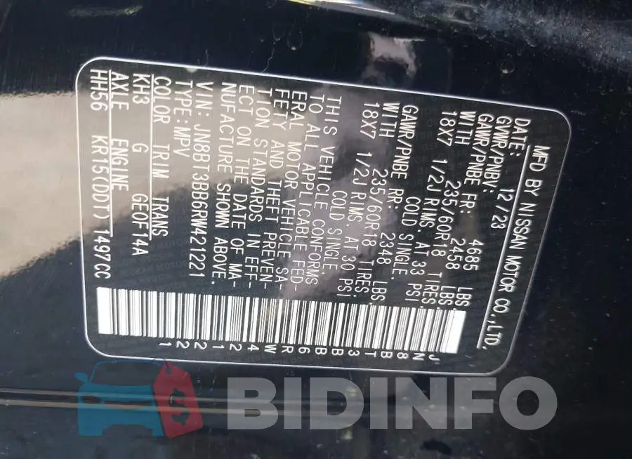 JN8BT3BB6RW421221 Photo# 9