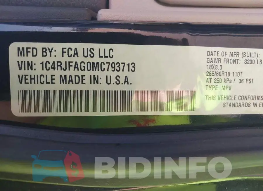 1C4RJFAG0MC793713 Photo# 9