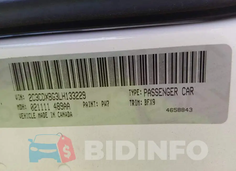2C3CDXBG3LH133229 Photo# 9