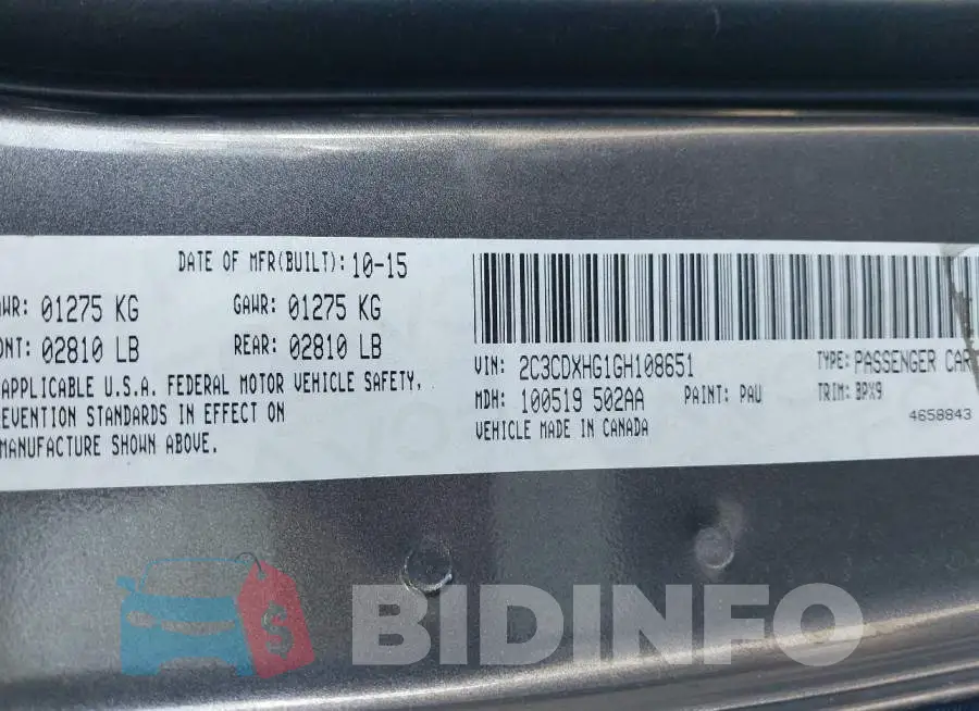 2C3CDXHG1GH108651 Photo# 9
