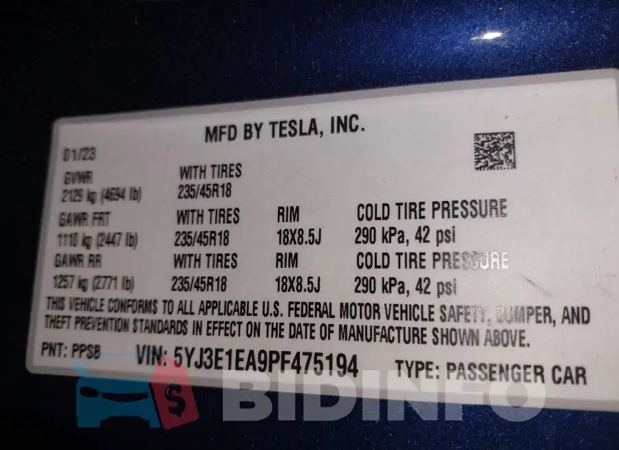 5YJ3E1EA9PF475194 Photo# 9