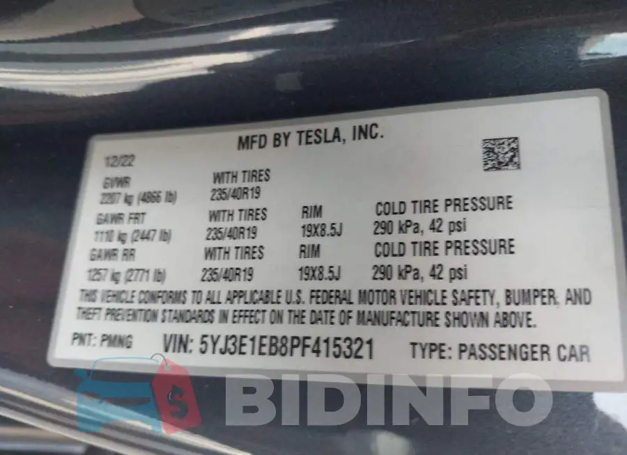 5YJ3E1EB8PF415321 Photo# 9
