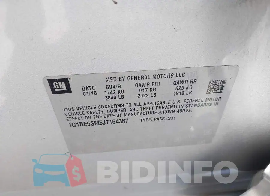 1G1BE5SM5J7164367 Photo# 9