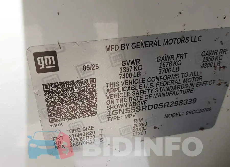 1GNS5SRD0SR298339 Photo# 9