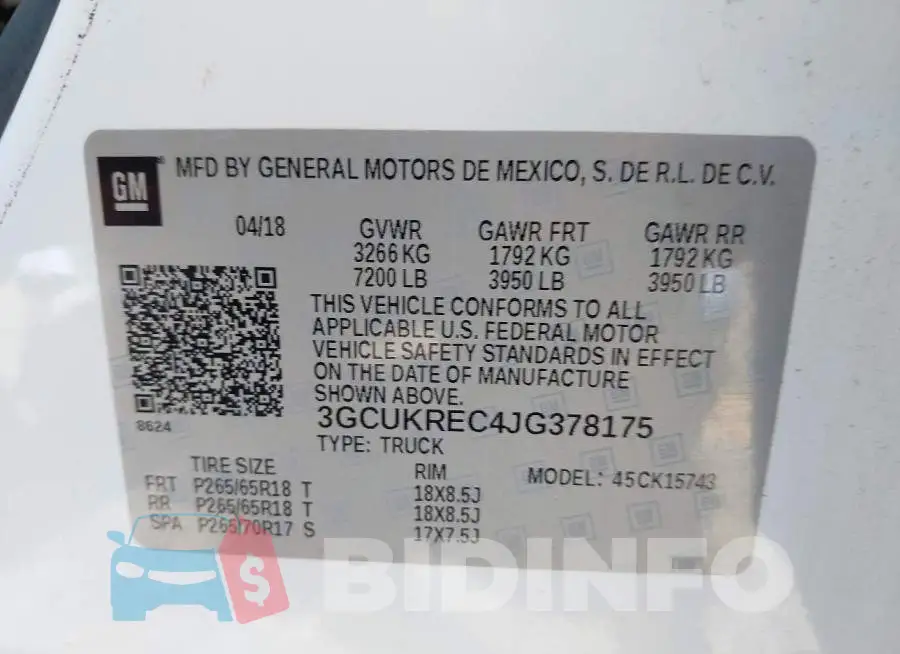 3GCUKREC4JG378175 Photo# 9