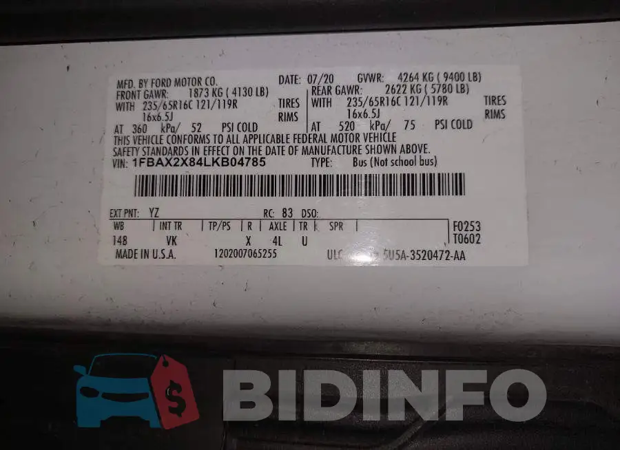 1FBAX2X84LKB04785 Photo# 9