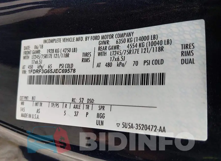 1FDRF3G65JEC69578 Photo# 9