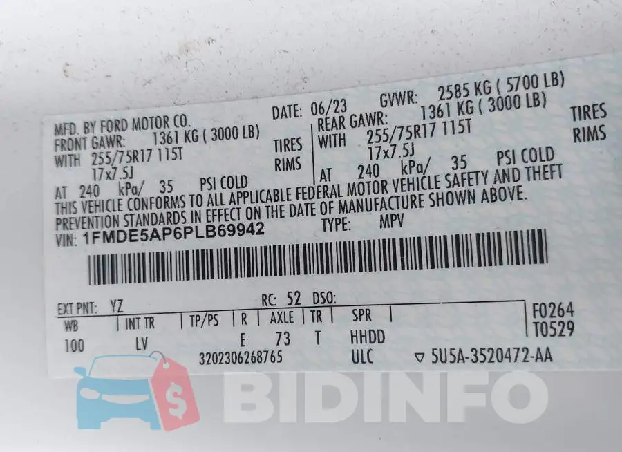 1FMDE5AP6PLB69942 Photo# 9