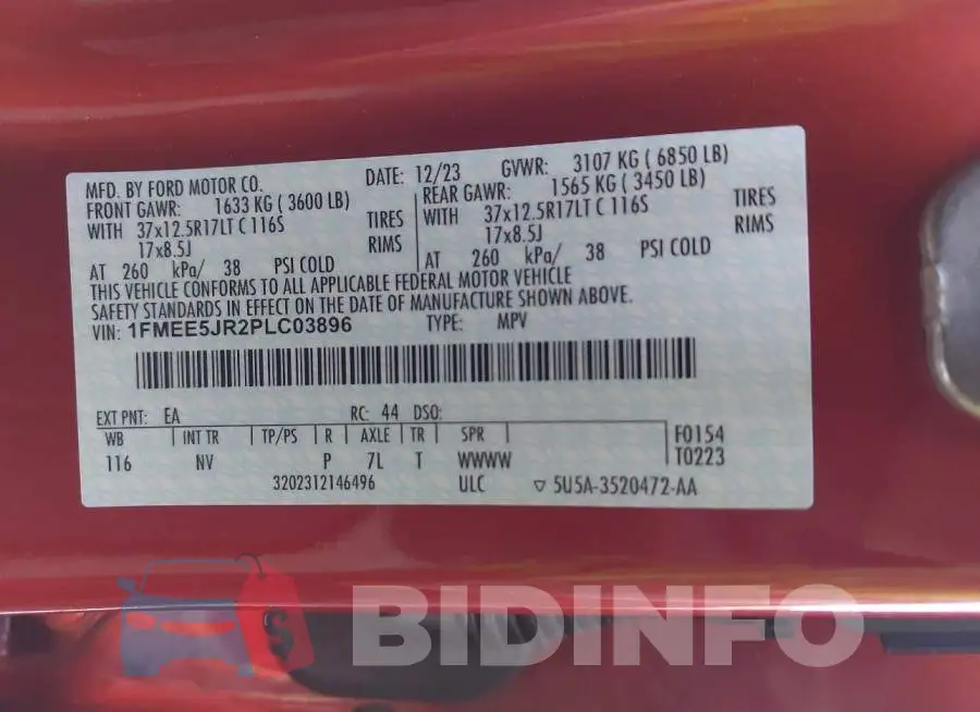 1FMEE5JR2PLC03896 Photo# 9