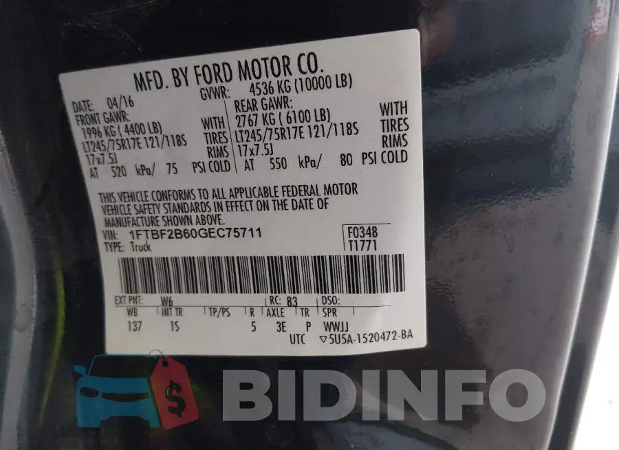 1FTBF2B60GEC75711 Photo# 9