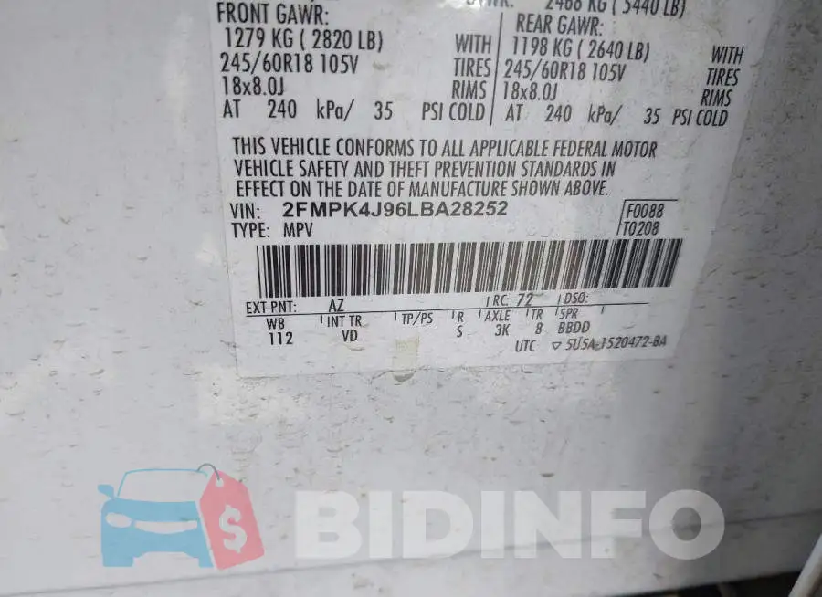 2FMPK4J96LBA28252 Photo# 9