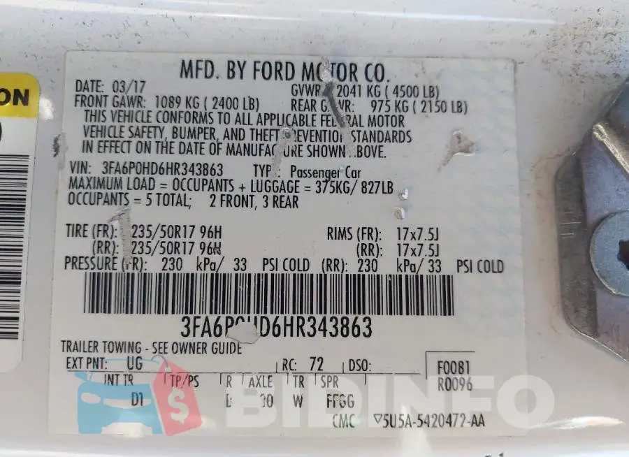 3FA6P0HD6HR343863 Photo# 9