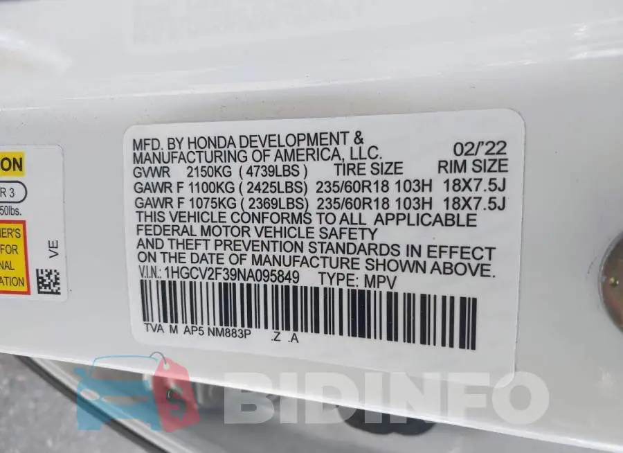 1HGCV2F3XKA036367 Photo# 17