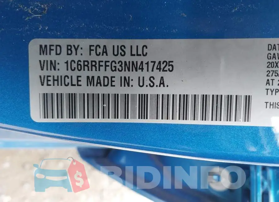 1C6RRFFG3NN417425 Photo# 9