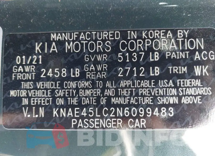 KNAE45LC2N6099483 Photo# 9