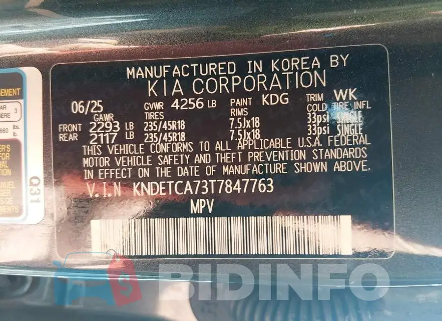KNDETCA73T7847763 Photo# 9