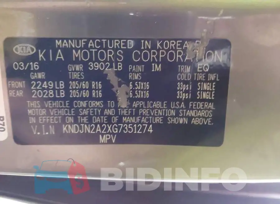 KNDJN2A2XG7351274 Photo# 9