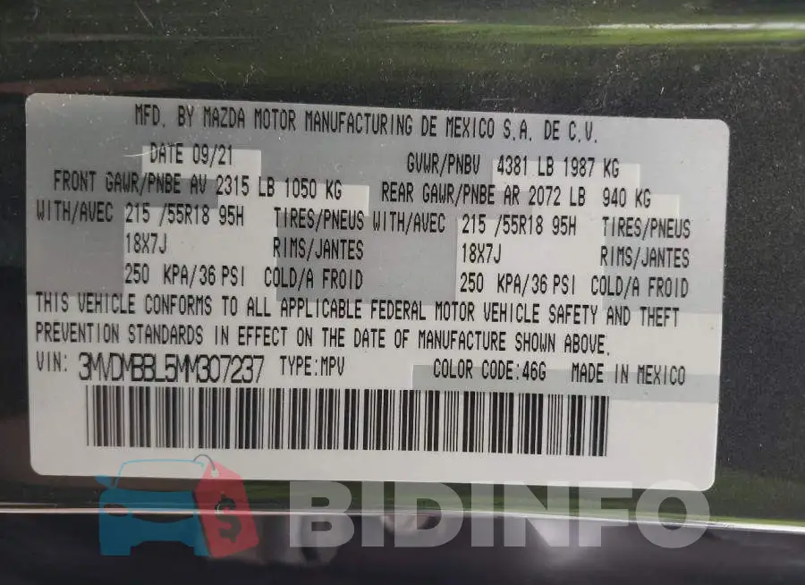 3MVDMBBL5MM307237 Photo# 9