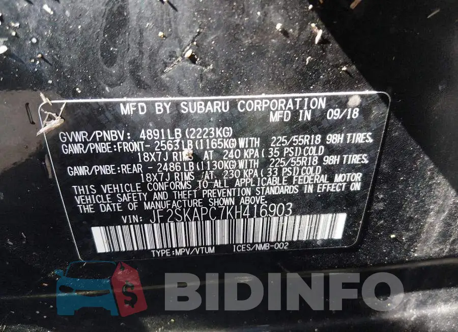 JF2SKAPC7KH416903 Photo# 9
