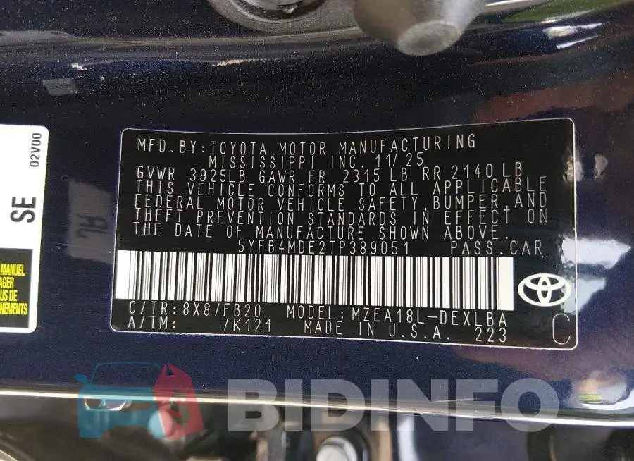 5YFB4MDE2TP389051 Photo# 9