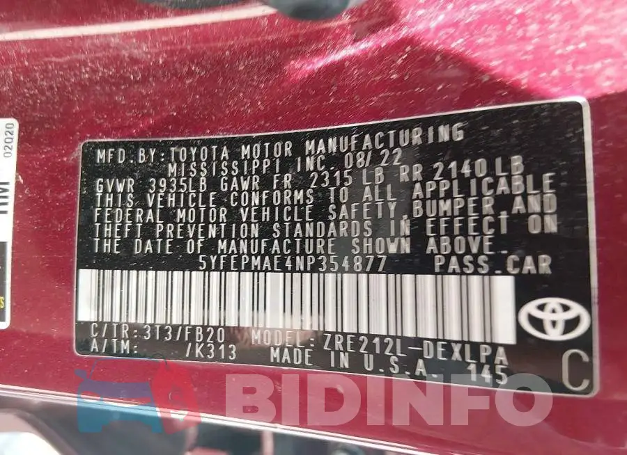 5YFEPMAE4NP354877 Photo# 9