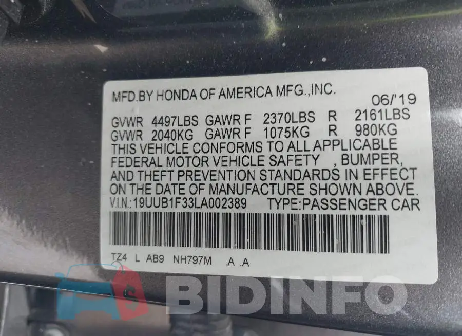 19UUB1F33LA002389 Photo# 9