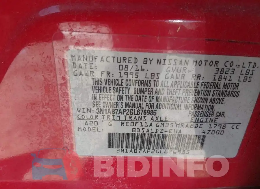 3N1AB7AP2GL676985 Photo# 9