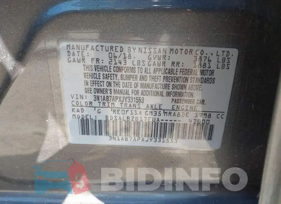 3N1AB7APXJY331553 Photo# 9