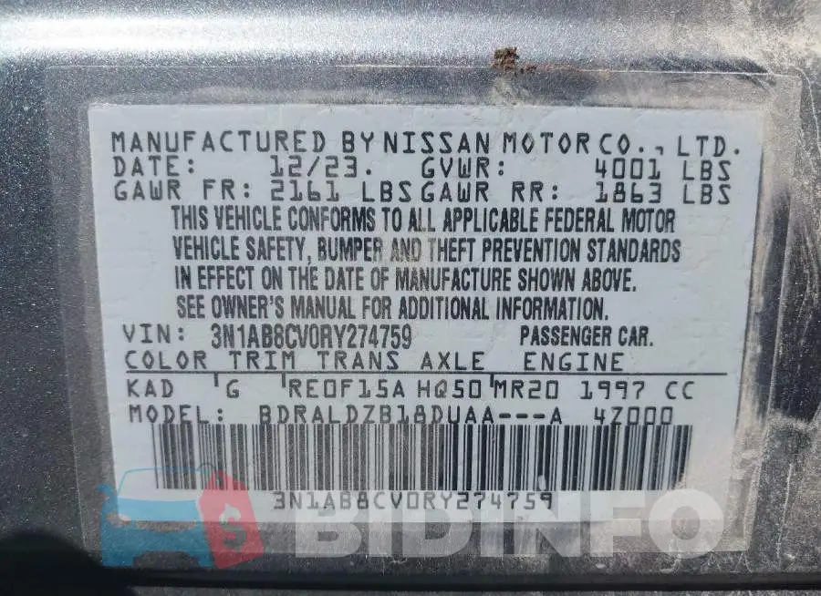 3N1AB8CV0RY274759 Photo# 9