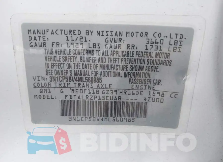 3N1CP5BV4ML560985 Photo# 9