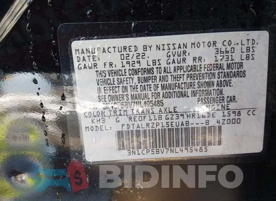 3N1CP5BV7NL495485 Photo# 9