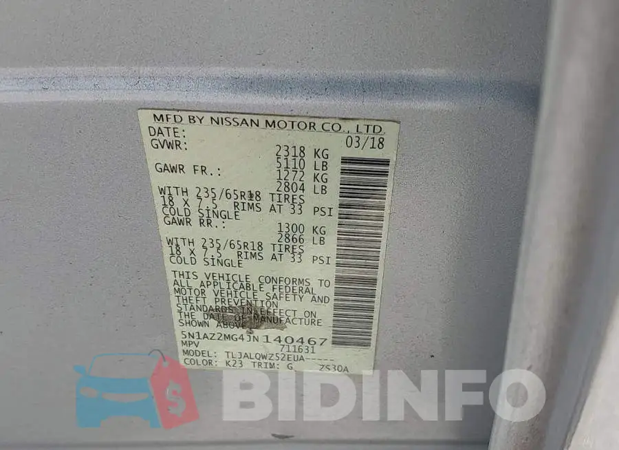 5N1AZ2MG4JN140467 Photo# 9