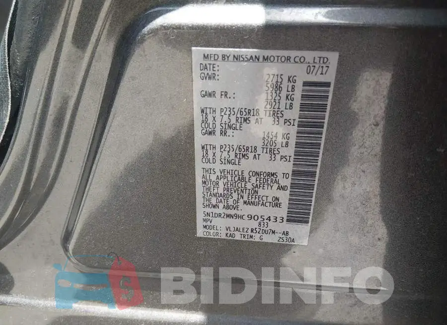 5N1DR2MN9HC905433 Photo# 9