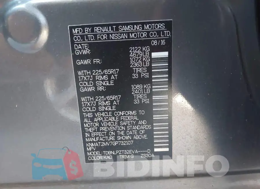 KNMAT2MV7GP732107 Photo# 9