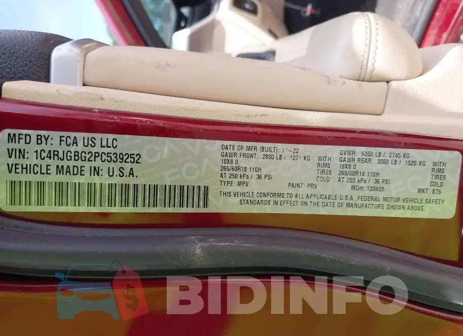 1C4RJGBG2PC539252 Photo# 9