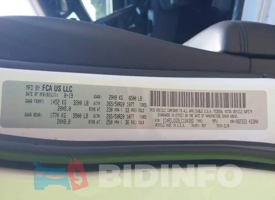 1C4RDJDG9LC124392 Photo# 9