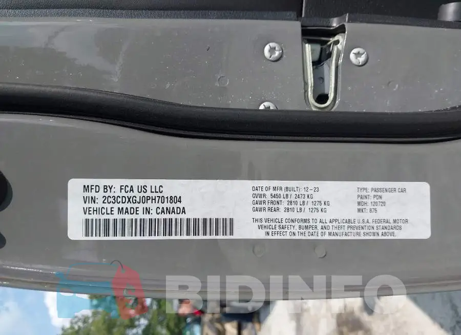 2C3CDXGJ0PH701804 Photo# 9