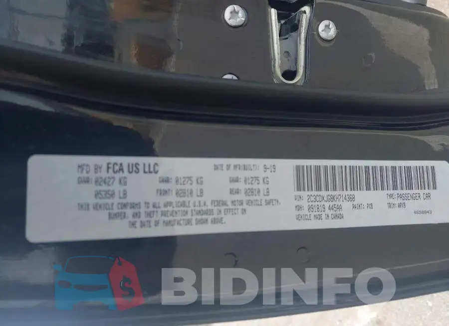 2C3CDXJG8KH714368 Photo# 9