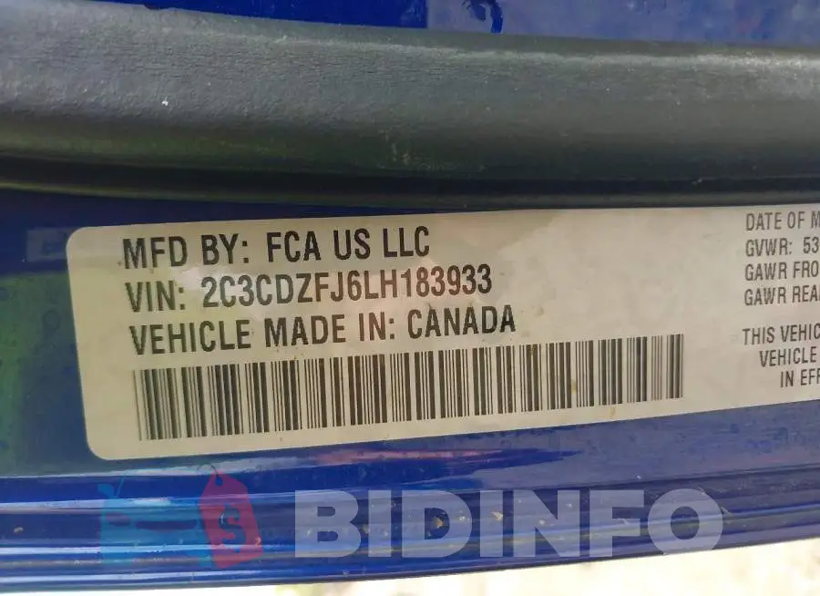 2C3CDZFJ6LH183933 Photo# 9