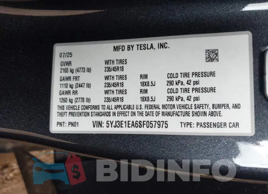 5YJ3E1EA6SF057975 Photo# 9