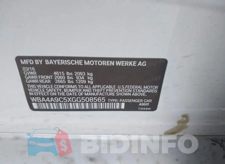 WBA4A9C5XGG508565 Photo# 9