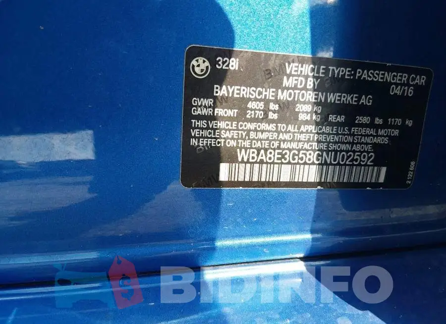 WBA8E3G58GNU02592 Photo# 9