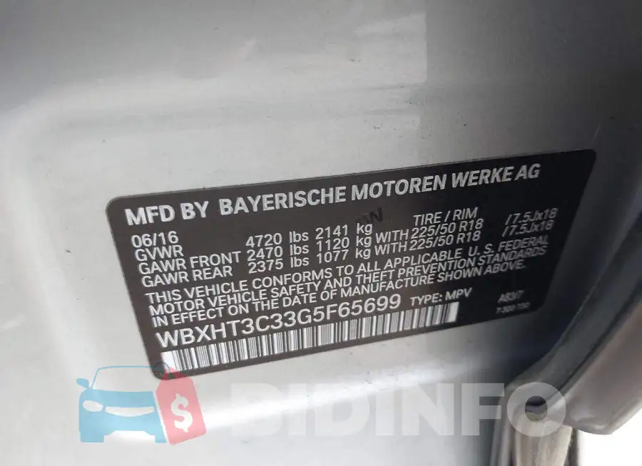 WBXHT3C33G5F65699 Photo# 9