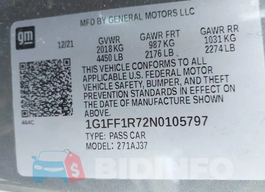 1G1FF1R72N0105797 Photo# 9