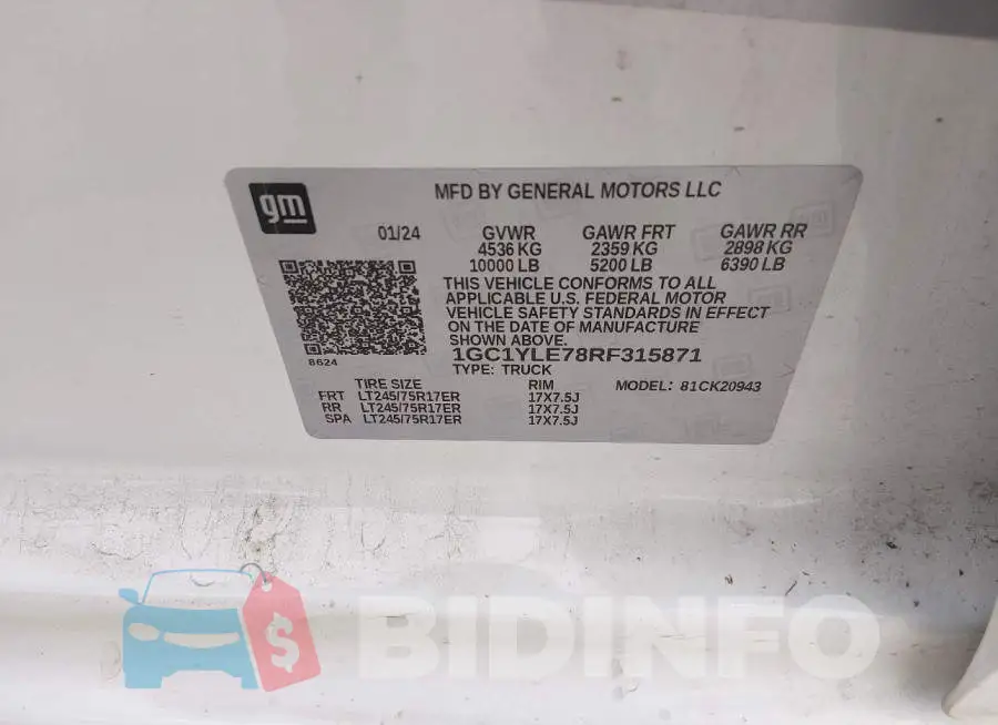 1GC1YLE78RF315871 Photo# 9