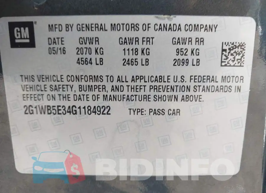 2G1WB5E34G1184922 Photo# 9