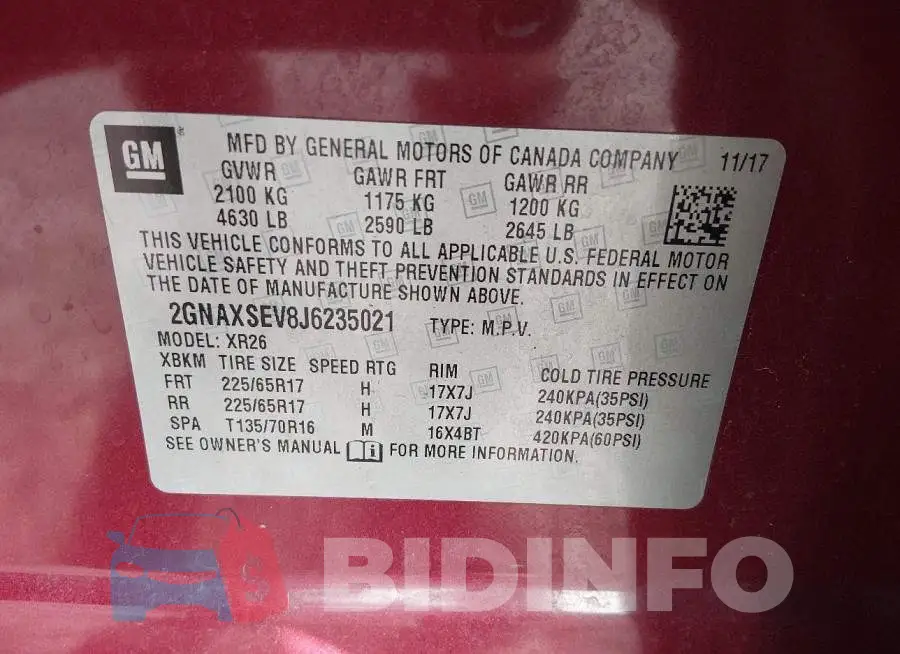 2GNAXSEV8J6235021 Photo# 9