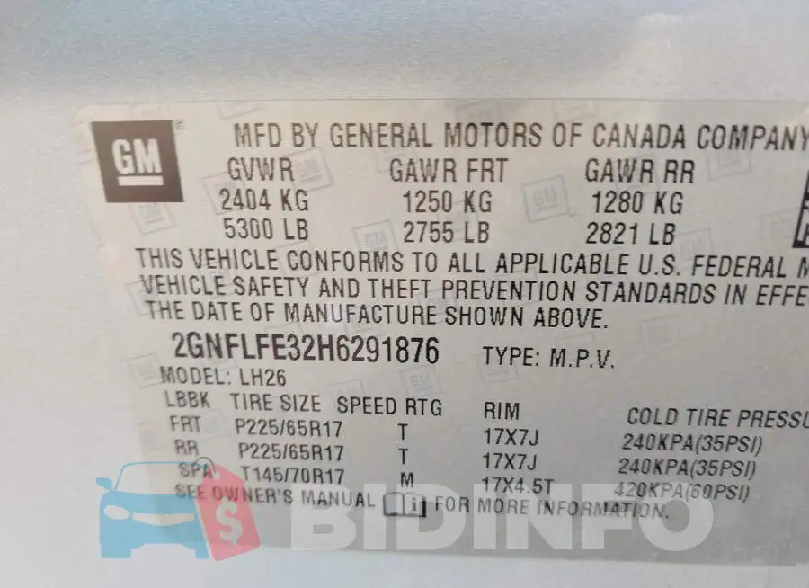 2GNFLFE32H6291876 Photo# 9