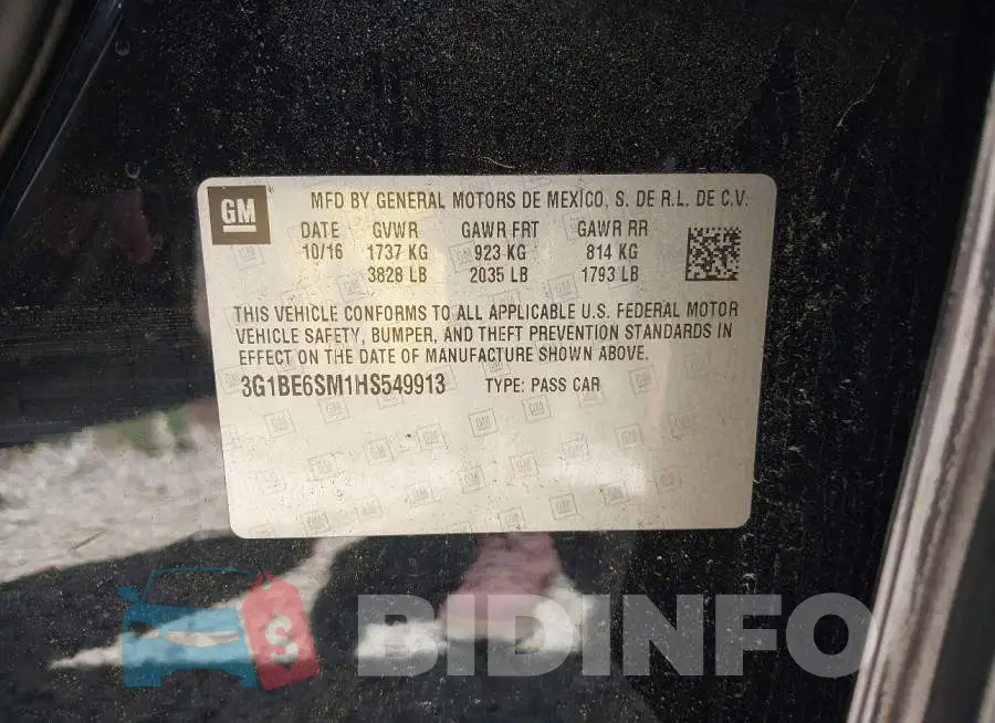 3G1BE6SM1HS549913 Photo# 9