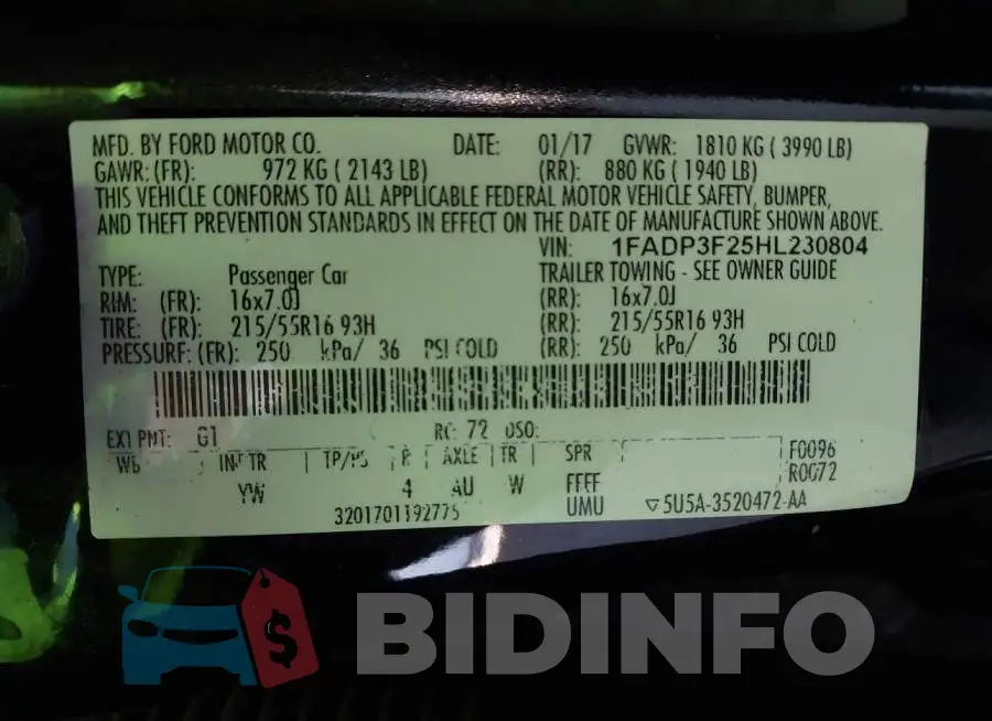 1FADP3F25HL230804 Photo# 9